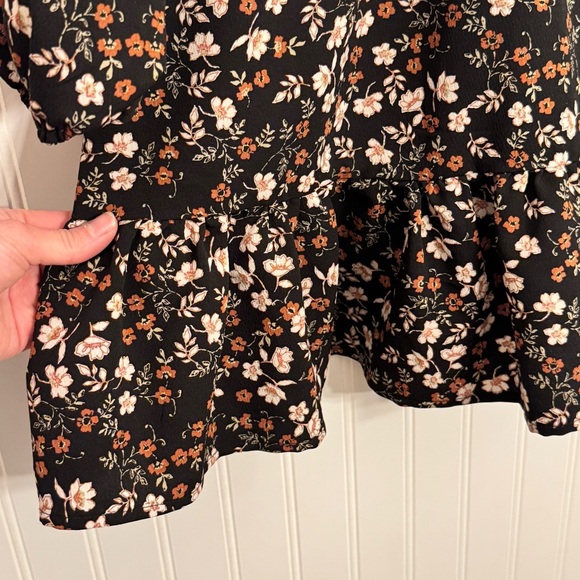 Lily Rose Women’s Black Floral Long Sleeve Cinch Front Baby Doll Dress Size XS - Picture 7 of 14